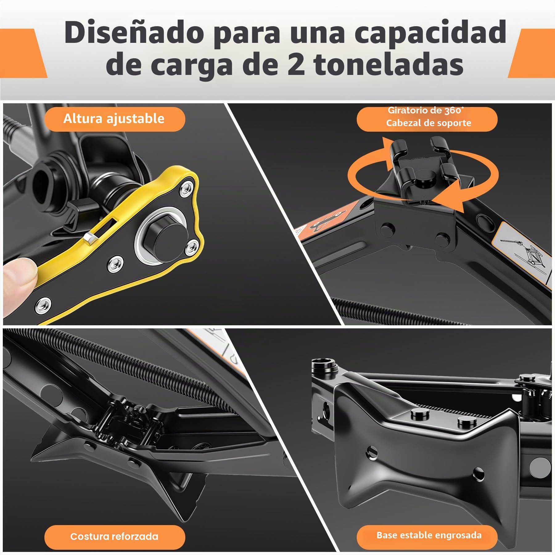 Gato de Tijera Ruedas Portatil 2T, Gato de Tijera Elevador Manivela Familiar Camioneta Levantador para Automóvil de Coche