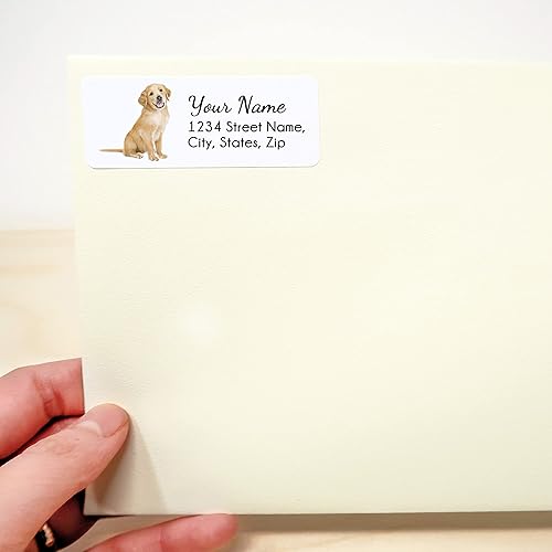 Miniatura 2 de Golden Retriever Puppy Address Labels, 120 Pcs Personalized stickers with your name and address, Dog Dad or Mom Gift, Self- Adhesive Sticker (Golden