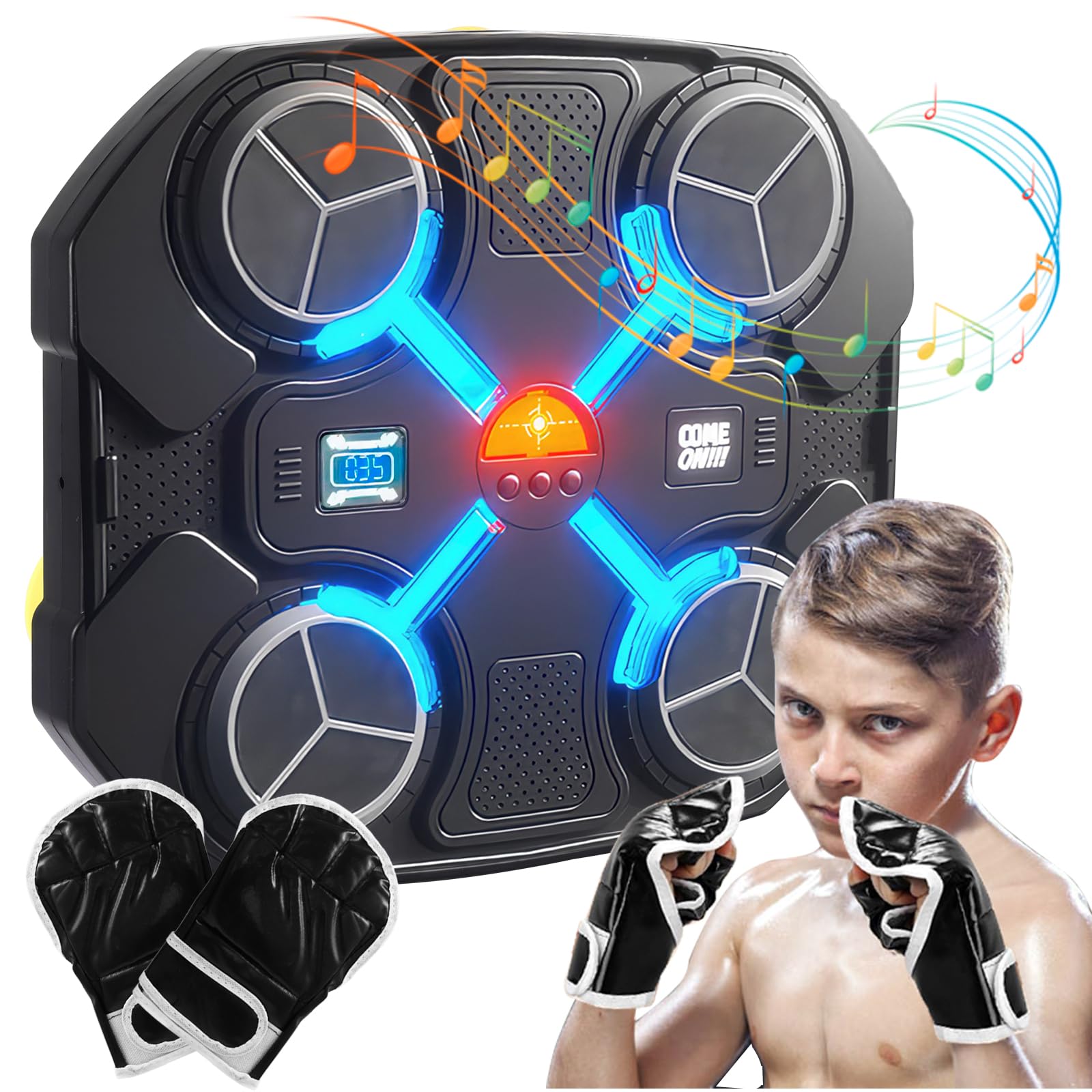 ALLOMN Music Boxing Machine, Smart Music Boxing Machine with 3 Speed Modes and Counting Mode, Wall Mounted Smart Bluetooth Boxing Trainer with Boxing Gloves for Kids, Adults, Target Enthusiast