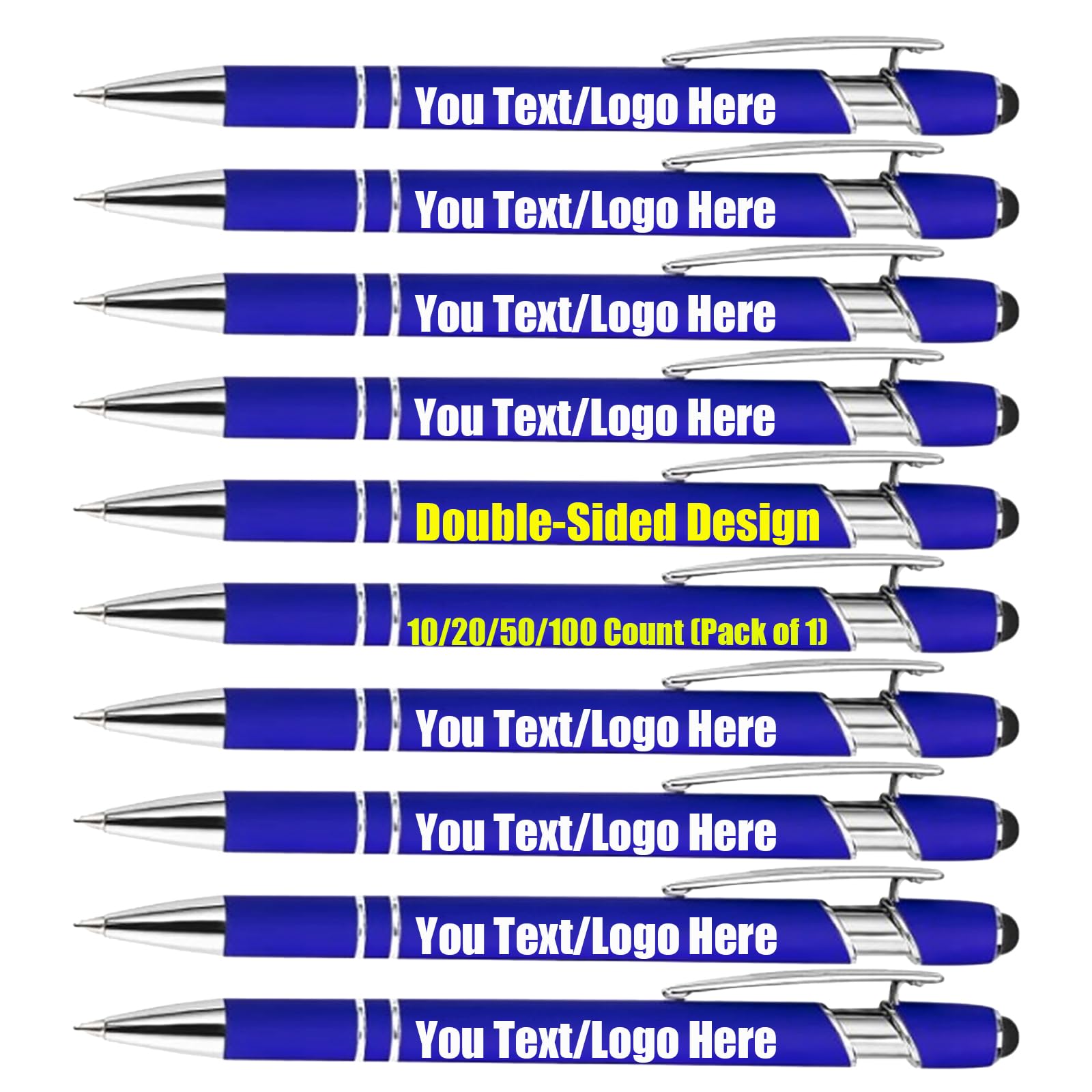 10/20/50/100pcs Personalised Pens for Office Stylus Pen Engraved Pen with Name Message - Ball Point Pens Multipack - Handwriting Pens for Business Conferences And Exhibitions (Royal Blue, 20PCS)
