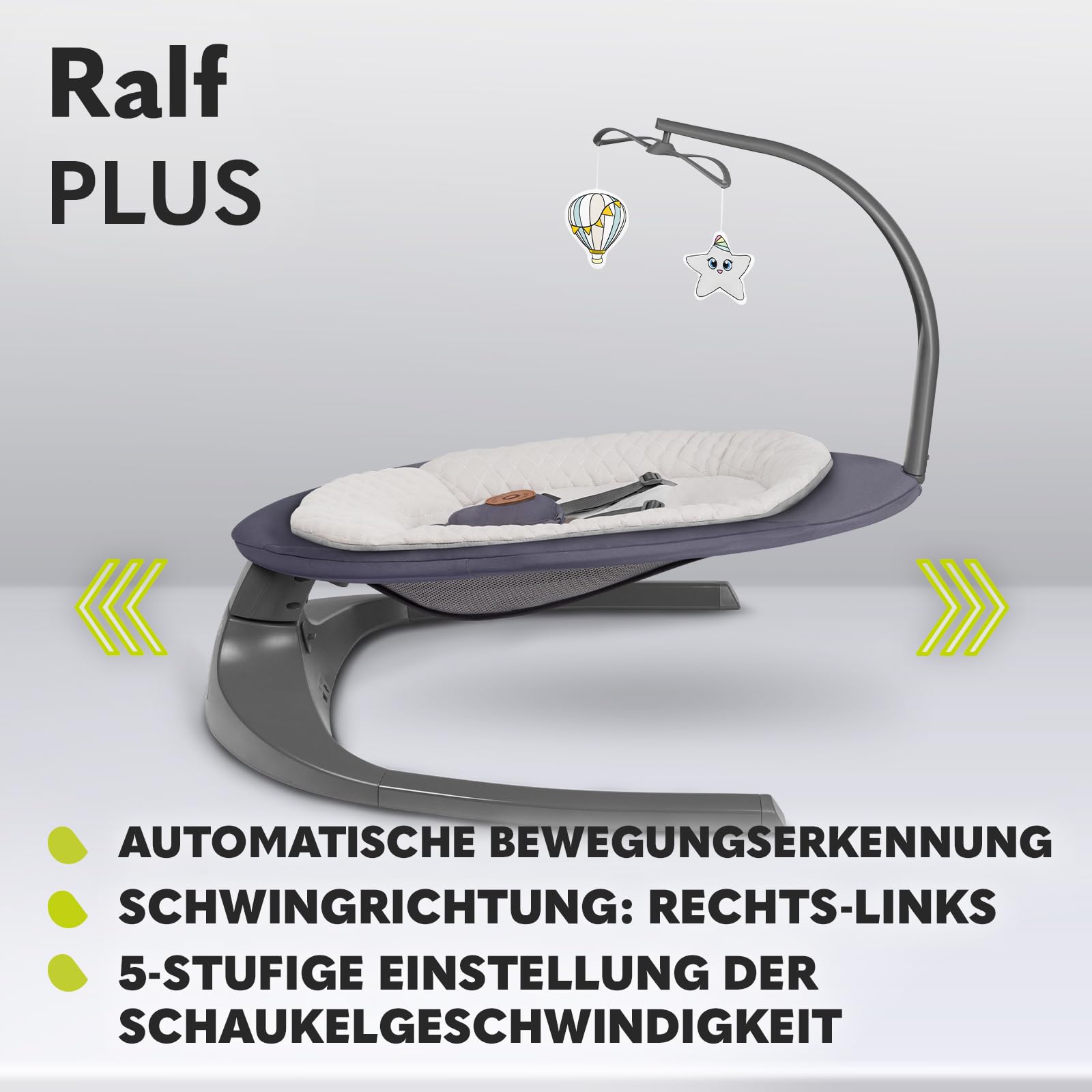 LIONELO Ralf 2in1 Babywippe und Liegestuhl, Fernbedienung, 12 Melodien | zwei Schaukelrichtungen, 5 Schaukelgeschwindigkeiten, Sperrung, Rückenlehnenverstellung, Timer, leiser Betrieb