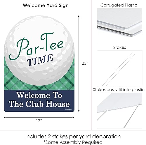 Miniatura 7 de Big Dot of Happiness Par-Tee Time - Golf - Decoraciones de fiesta - Cartel de bienvenida para fiesta de cumpleaños o jubilación