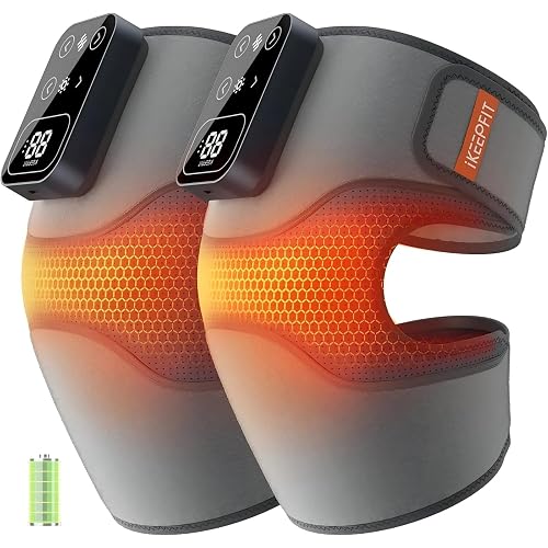 Cordless Knee Massager with Heat Vibration for Pain Relief, MAXwarm 4.0[2026 Upgraded] - Electric Heated Knee Brace with 5 Heat Levels and 3 Massage Mode, Gifts for Men Women (Grey, Pair)