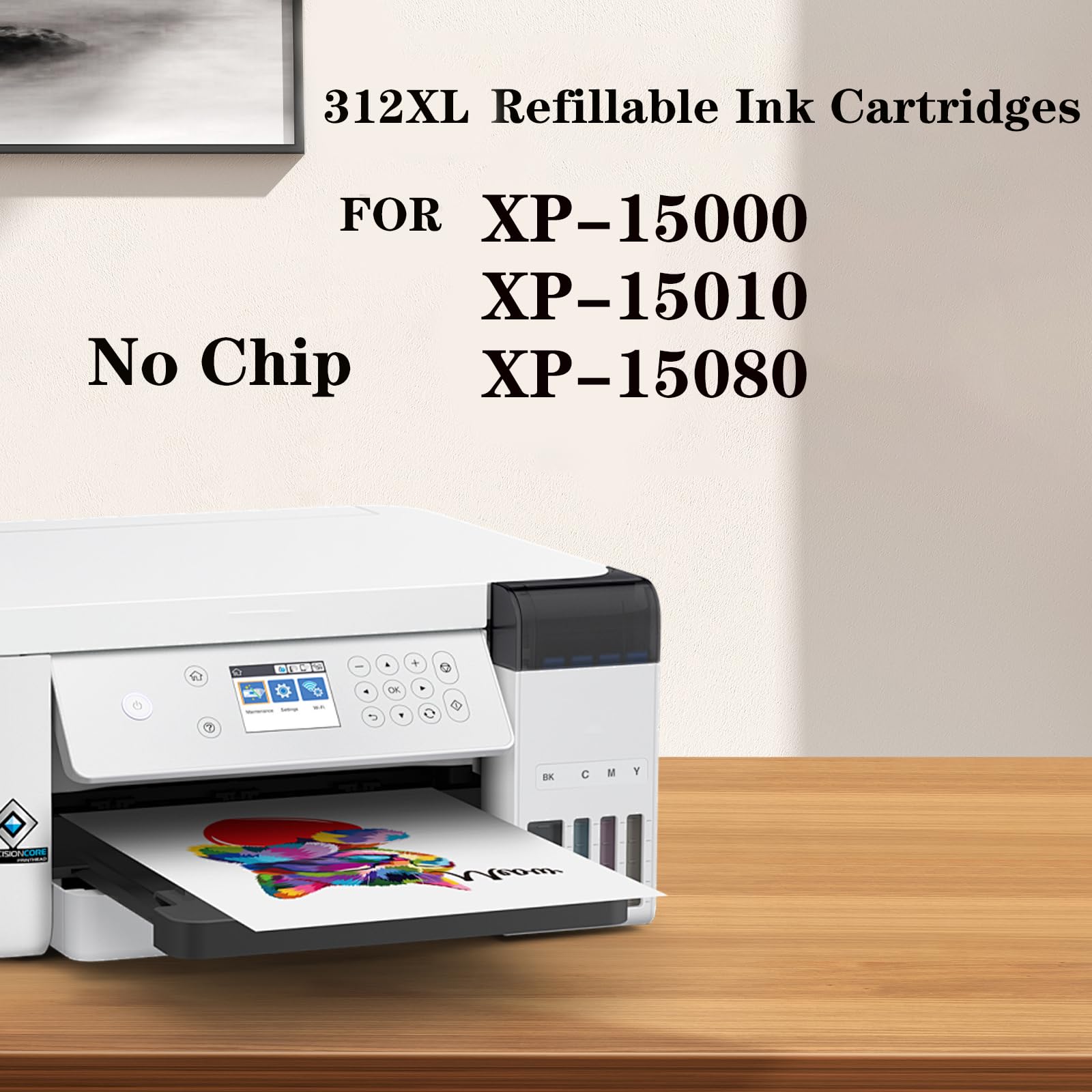 KHY 312XL Empty System Ciss Kit de cartouches d'encre rechargeables XP-15000 sans puce Kit de cartouches d'encre de sublimation reconditionnées avec imprimante XP-15000 sans puce Cartouches d'encre