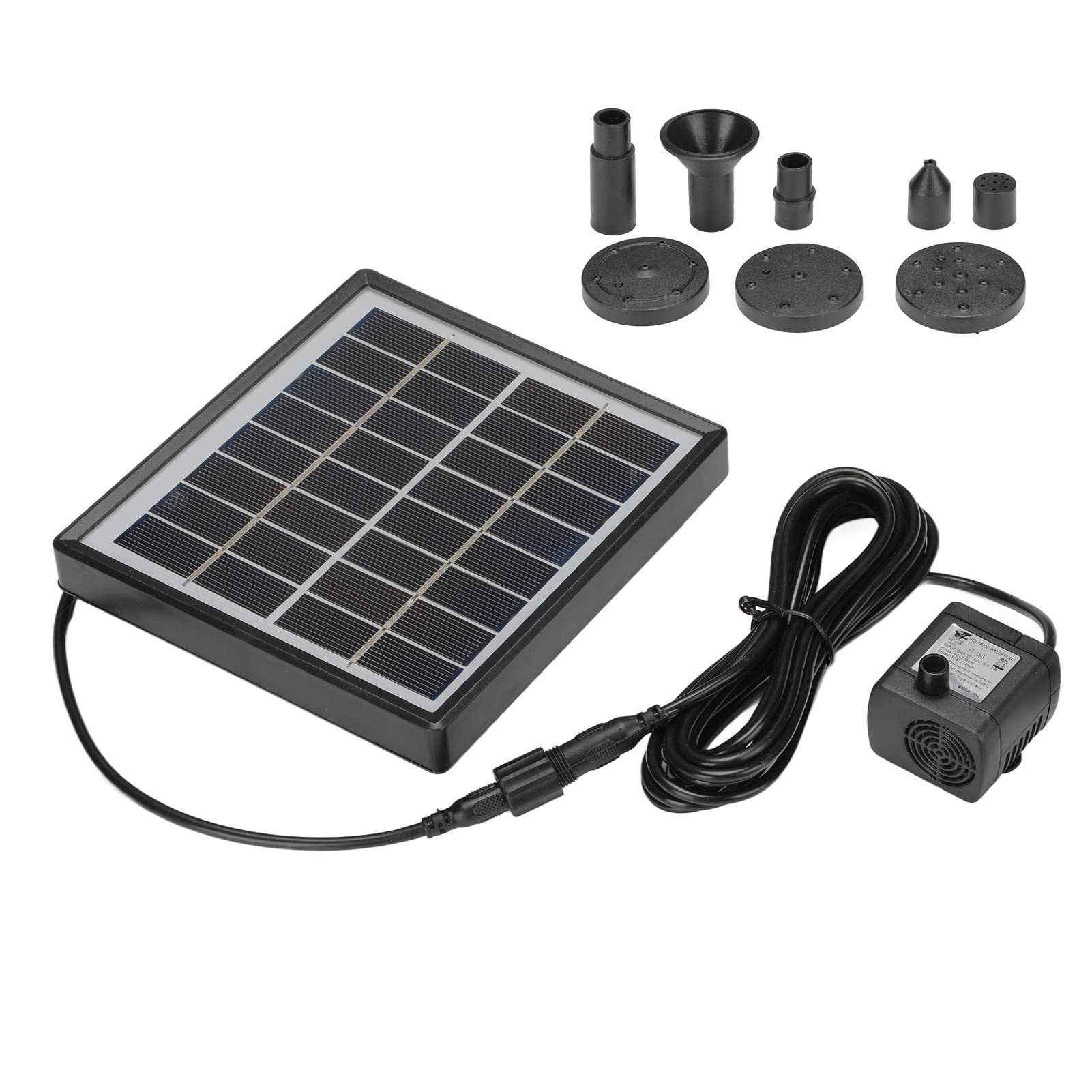 Jelquix High Efficiency Solar Water Fountain Pump for Small Pond and Garden Decor Black 2W