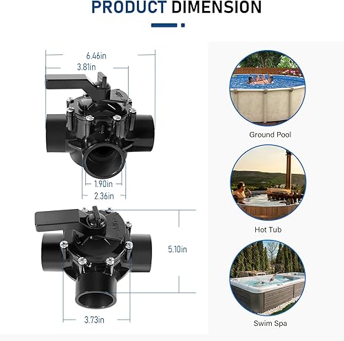 Miniatura 5 de Bzsunway 4715 Válvula desviadora de 3 puertos de 1.5 a 2 pulgadas para Jandy Válvula desviadora de sello positivo de 3 vías de 1.5 pulgadas