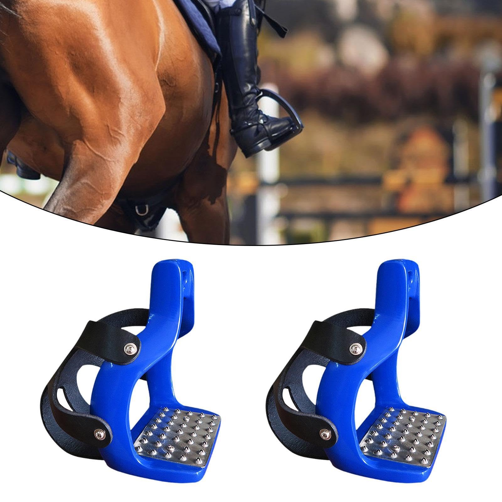 2 Pezzi Staffe per Equitazione Staffe equestri Endurance Ride Gabbia Inglese Protezione Sella per attività all'aperto, Blu
