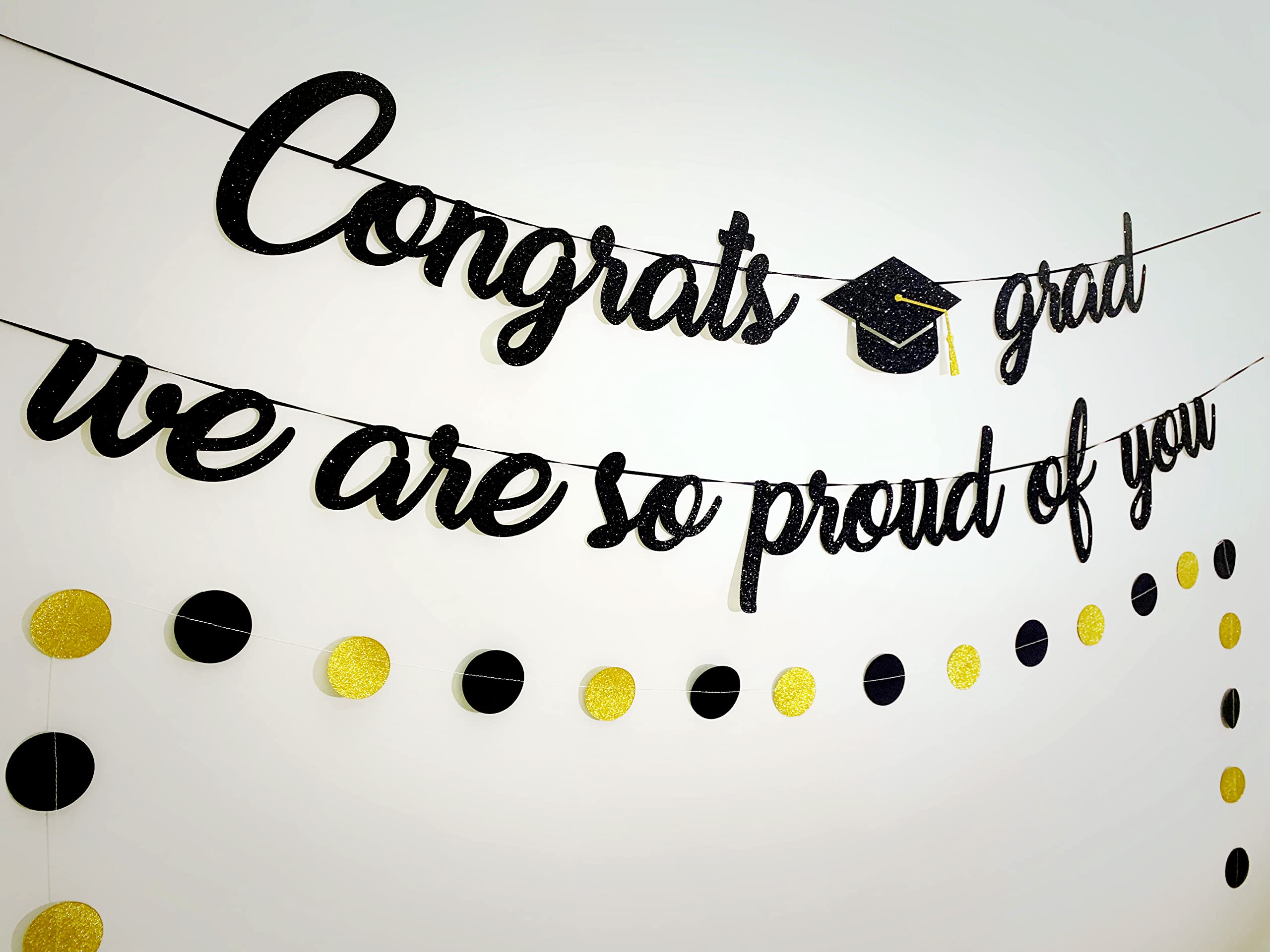 Tinbax Graduation Decorations Class of 2025 Party Supplies - Congrats Grad Banner and We are so Proud of You Banner(Pre-Strung) - Image 3