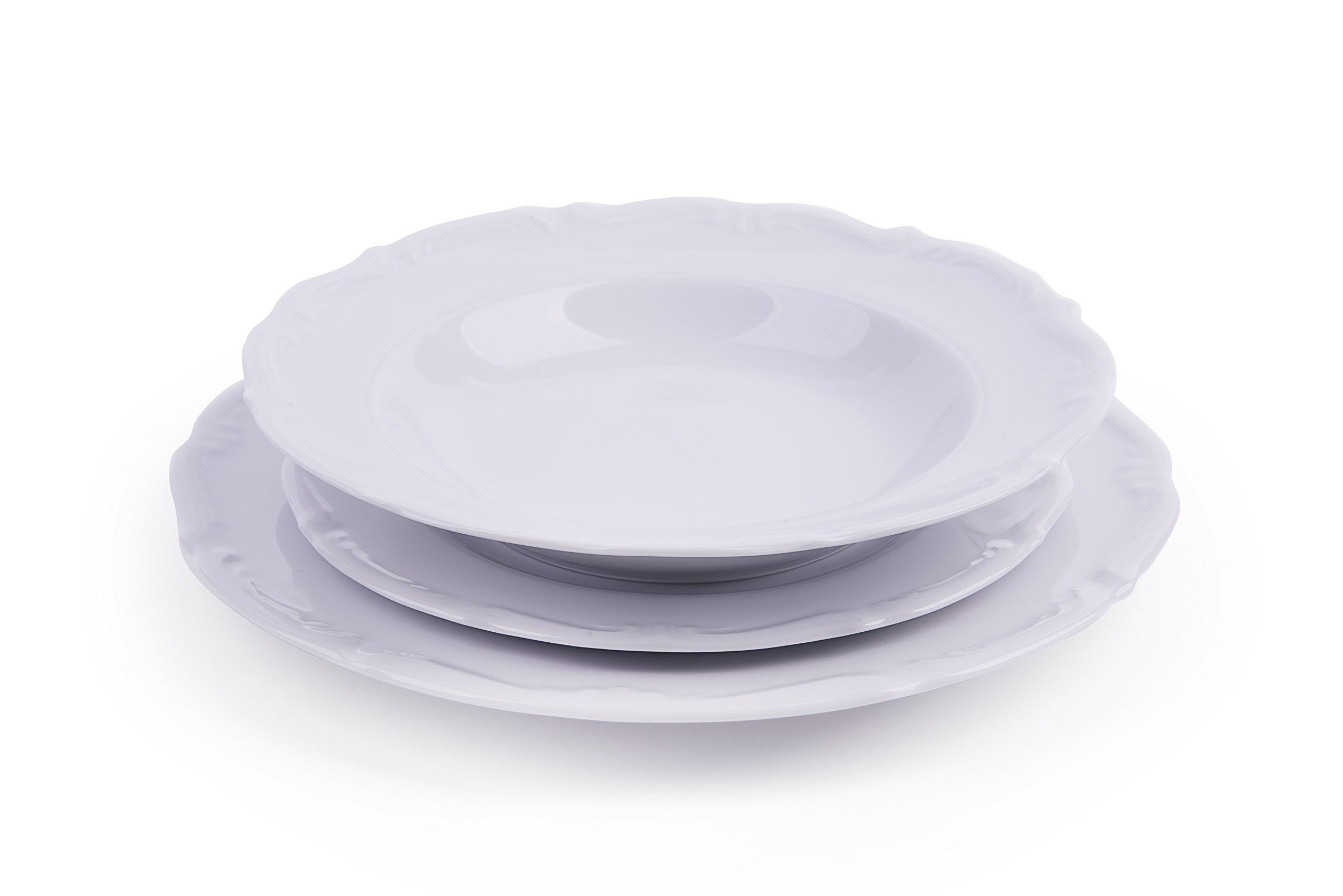 Excelsa Mademoiselle Servizio Piatti 18 Pezzi, Porcellana, Bianco