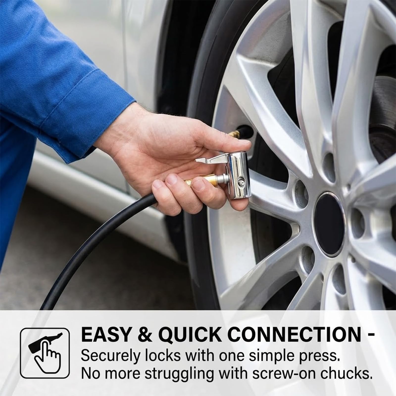 2 Pcs Tire Air Chucks,tyre inflator adaptor,tyre valve adapter,Lock on Air Chuck,Metal Locking Air Chuck with Standard Tire Valve Thread No Leakage Inflating Nozzle for Portable Tires Pump — view 4