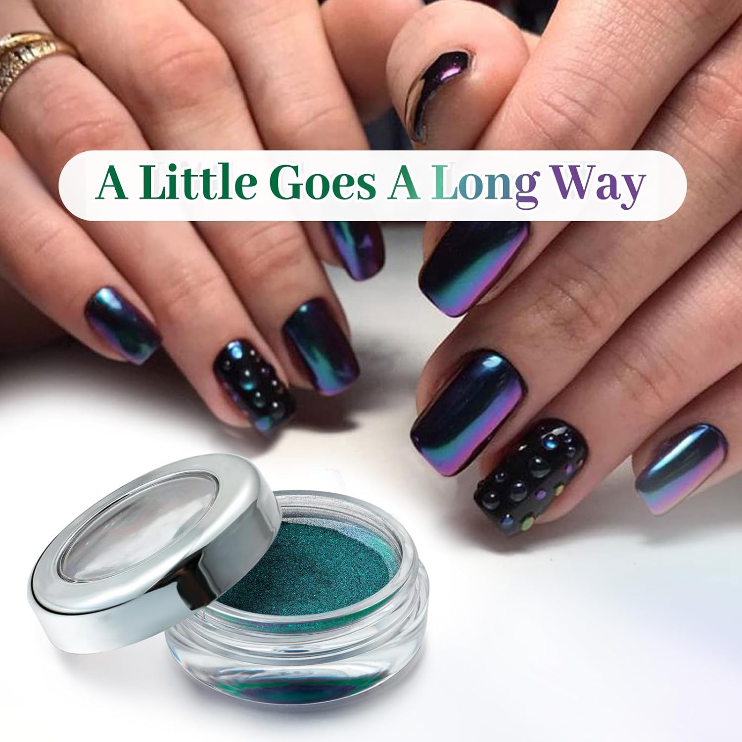 Pretty Diva Chameleon Chrome Nail Powder - Ombre Chameleon Powders Chrome Nail Pigment Mirror Finish, Color Shifting Chrome Nail Pigment with Multi-chrome Nail Powder - Fairy