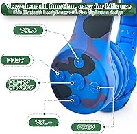 Vista 34 de Auriculares inalámbricos para niños, auriculares Bluetooth para niños pequeños, con aislamiento sobre la oreja, auriculares plegables con micrófono