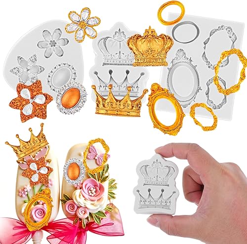 3 moldes de marco gris para chocolate, molde de silicona barroco, moldes de chocolate princesa para decoración de cupcakes, chocolates, dulces,