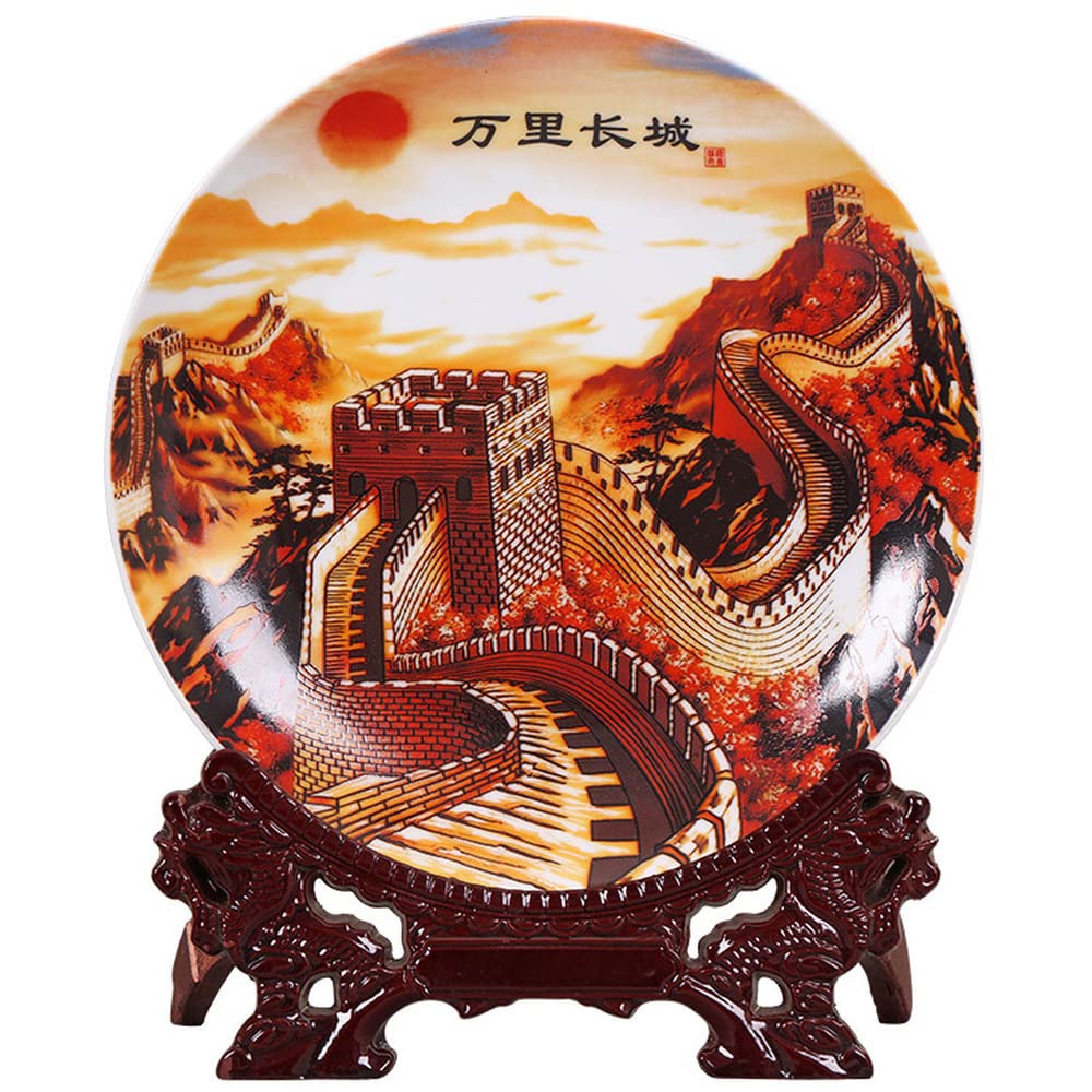 ROHCGHC Decorative plate, Chinese Decorative Ceramic Plates, Ceramics Hanging, Cera 26cm Great Wall Pattern