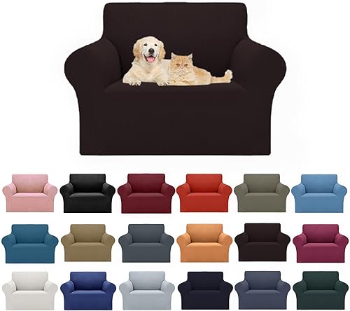 Miniatura 60 de Cupuamon Fundas protectoras para sofá de 4 plazas, elásticas de gran tamaño, con parte inferior elástica de tela jacquard, a cuadros pequeños para