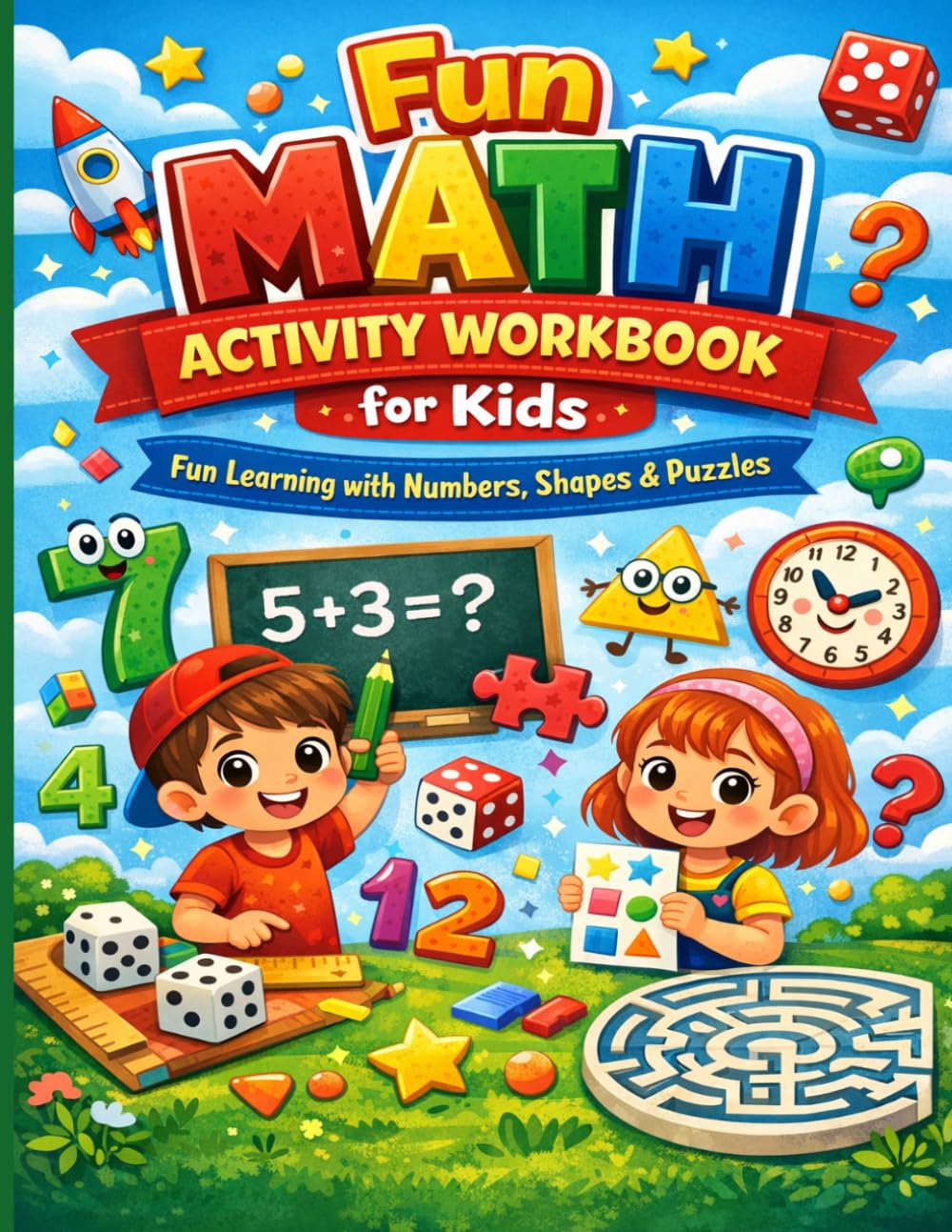 Fun Math Activity Workbook for Kids: Fun Learning with Numbers, Shapes & Puzzles