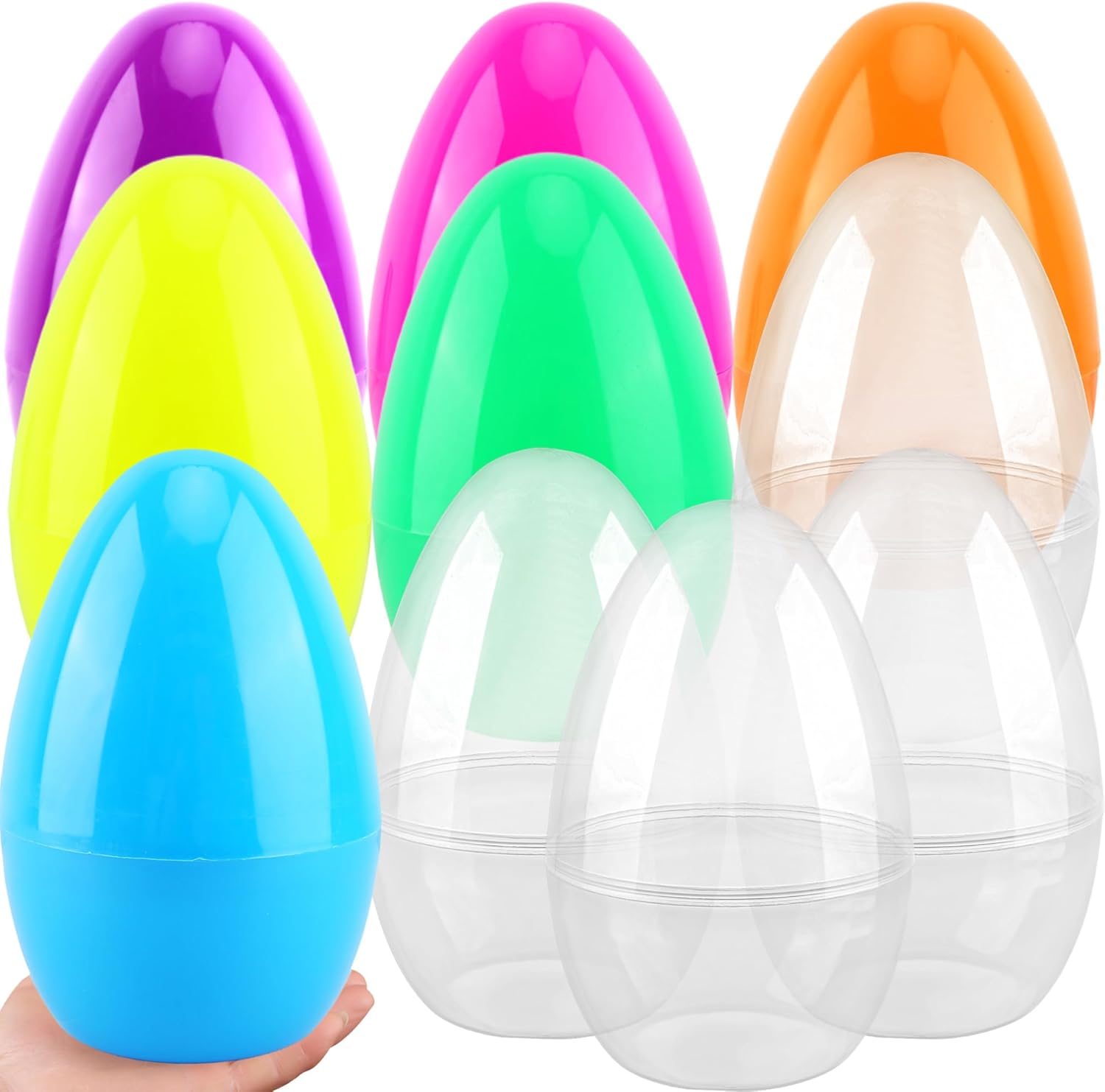 10 Pcs 10 Inch Jumbo Easter Eggs Bulk Colorful Giant Easter Eggs Plastic Refillable Easter Eggs for Easter Gift Basket Fillers Yard Hunting Game Party Favor