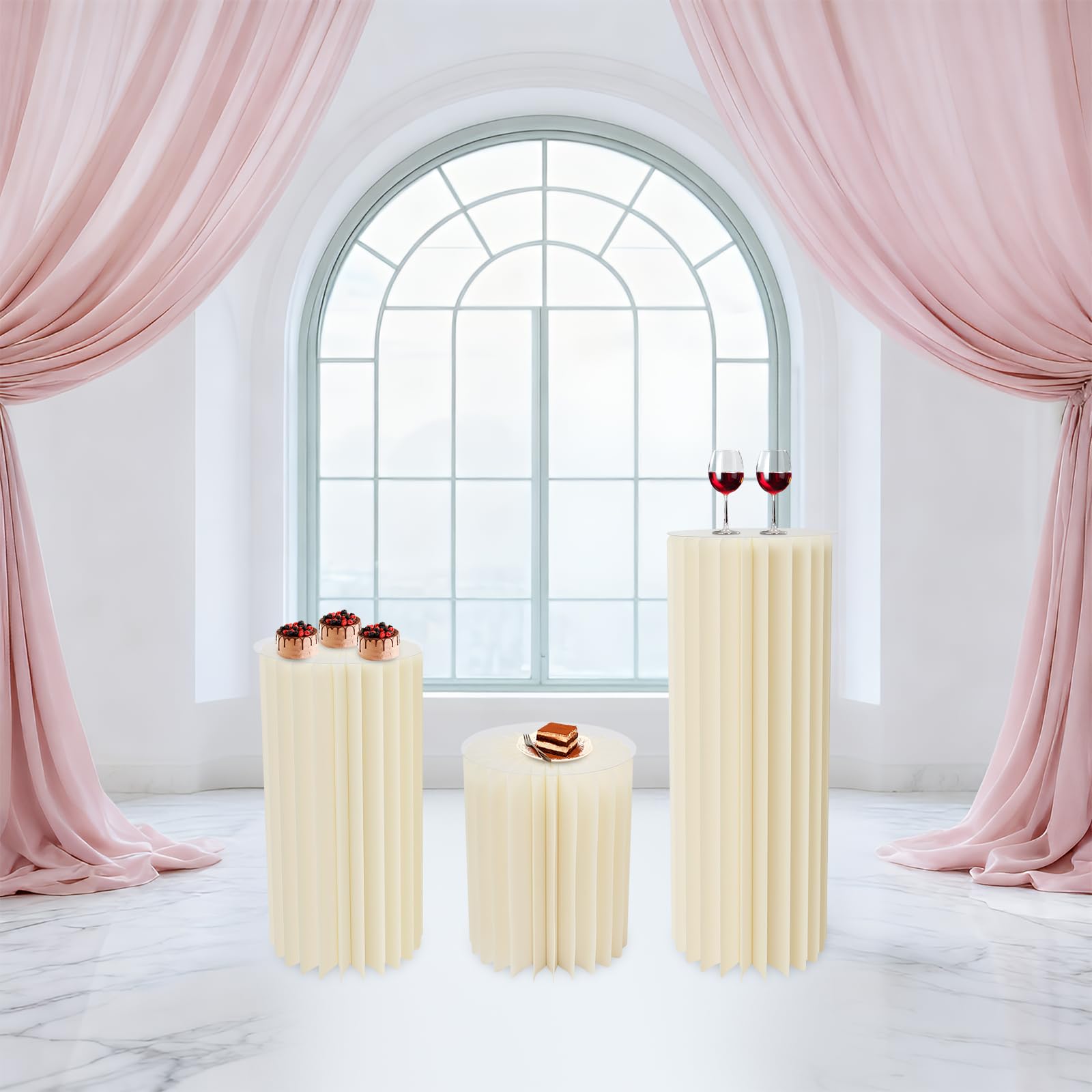 3 colonne per fiori in cartone, 40/60/80 cm, pieghevoli, per matrimoni, con