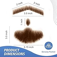 Vista 15 de Barba falsa de barba de cabra, realista, 100% cabello humano, atada a mano, barbas falsas de encaje invisible, bigote falso para vestir de Marrón