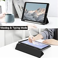 Vista 7 de JETech Case for iPad 9.7-Inch (6th/5th Generation, 2018/2017) with Pencil Holder, Clear Transparent Back Shell Slim Stand Shockproof Tablet Cover
