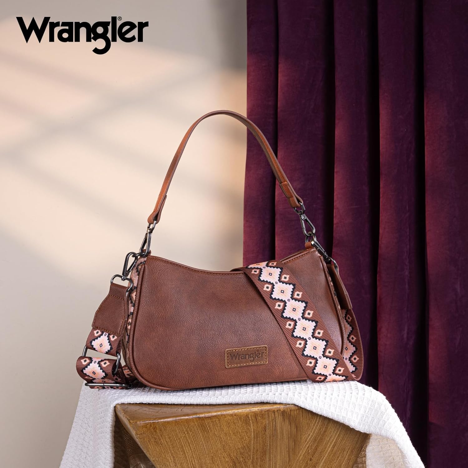 Wrangler Western Shoulder Bag for Women Small Purse Aztec Hobo Bag HandBag with Detachable Strap - Image 7