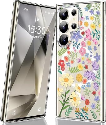 for Samsung Galaxy S22 Ultra Case Compatible with Magnetic,Clear Fashionable Floral Pattern Design,Bumper Slim Fit Durable for Girls,Women Phone Case 6.8inch,Secret Garden JUS11-12