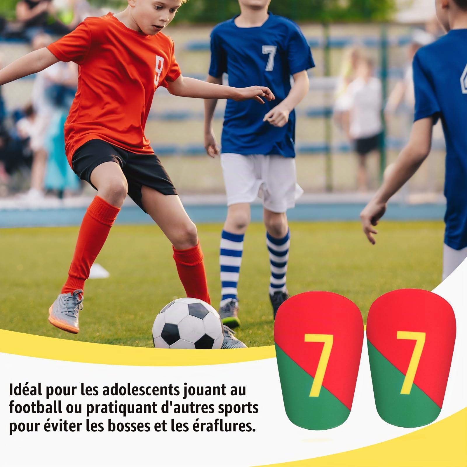 Mini Protège-Tibias de Football, 8x5cm Mini Protège-Tibias Shin Guards Équipement pour Hommes Jeunes Adultes Femmes Enfants Garçons et Filles (Numéro d'uniforme Spécial N°7)
