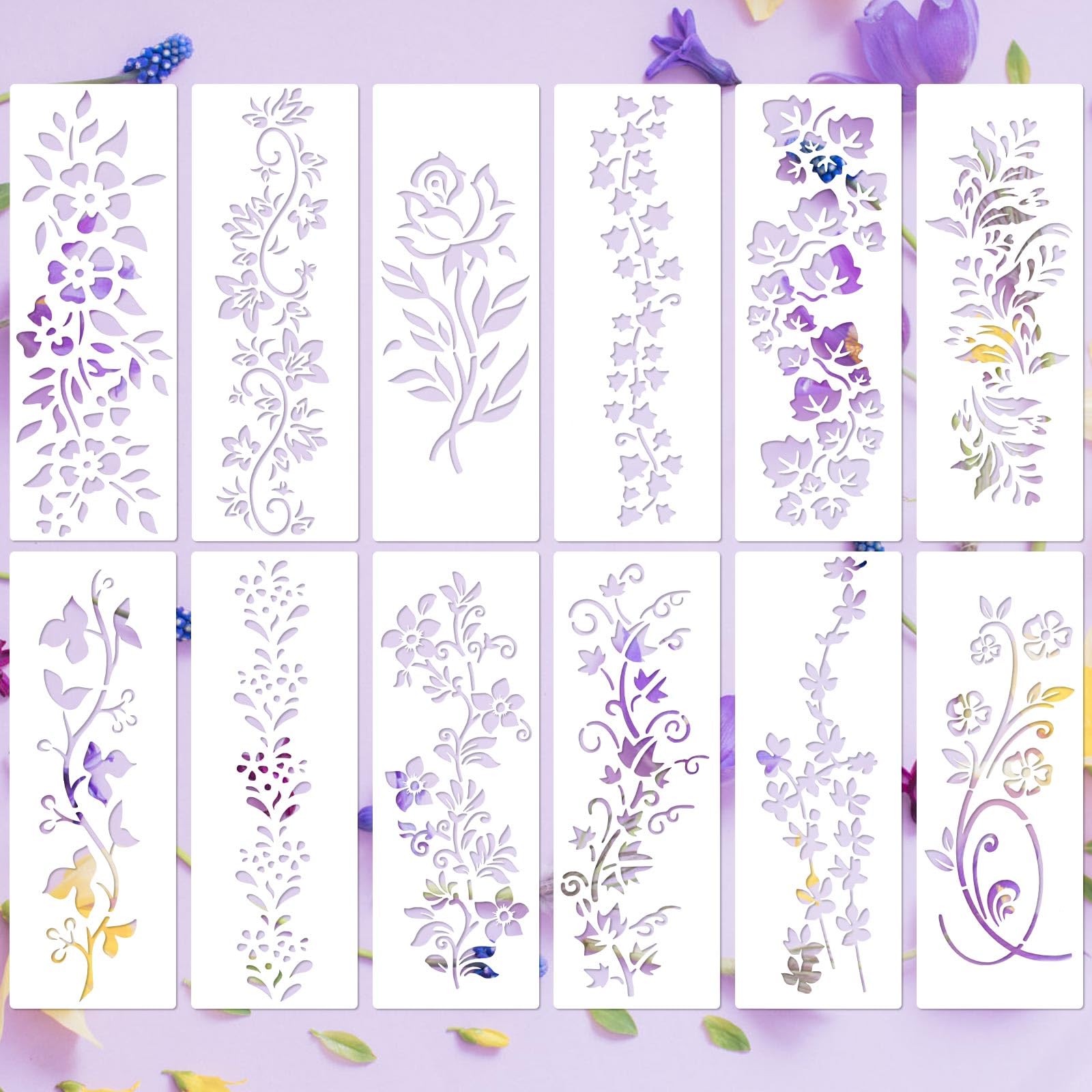 STENCIL FAI DA te pittura foglie di fiori modelli di disegno confezione