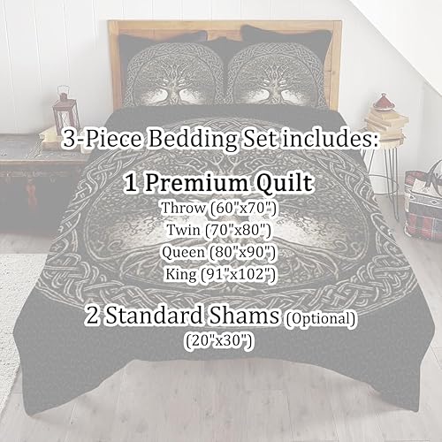 Vista 15 de Juego de ropa de cama con diseño de árbol de la vida, 3 piezas, multicolor, suave