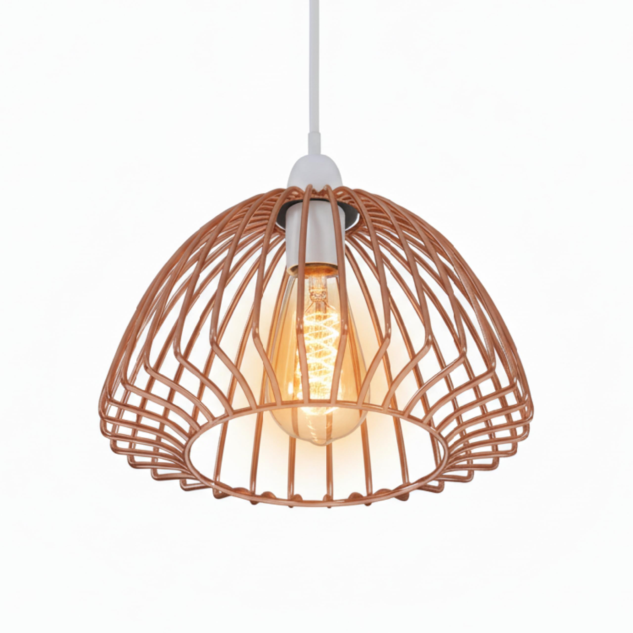 Rose Gold Wire Cage Ceiling Light Shade 18cm Metal Basket Pendant Lampshade Easy Fit Industrial Vintage Ceiling Lamp Shade for Kitchen Dining Room Bedroom โ image 1