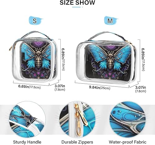 Miniatura 4 de Y2k 21215337 - Neceser de aseo transparente con mariposa gótica para viajar, paquete de 2 bolsas de cosméticos de maquillaje con cremallera, bolsa