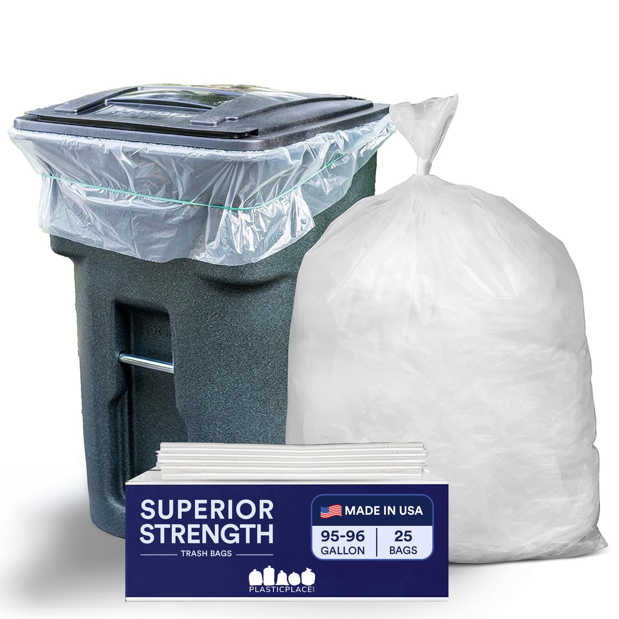Plasticplace 95-96 Gallon Garbage Can Liners ,25 Count (Pack of 1)