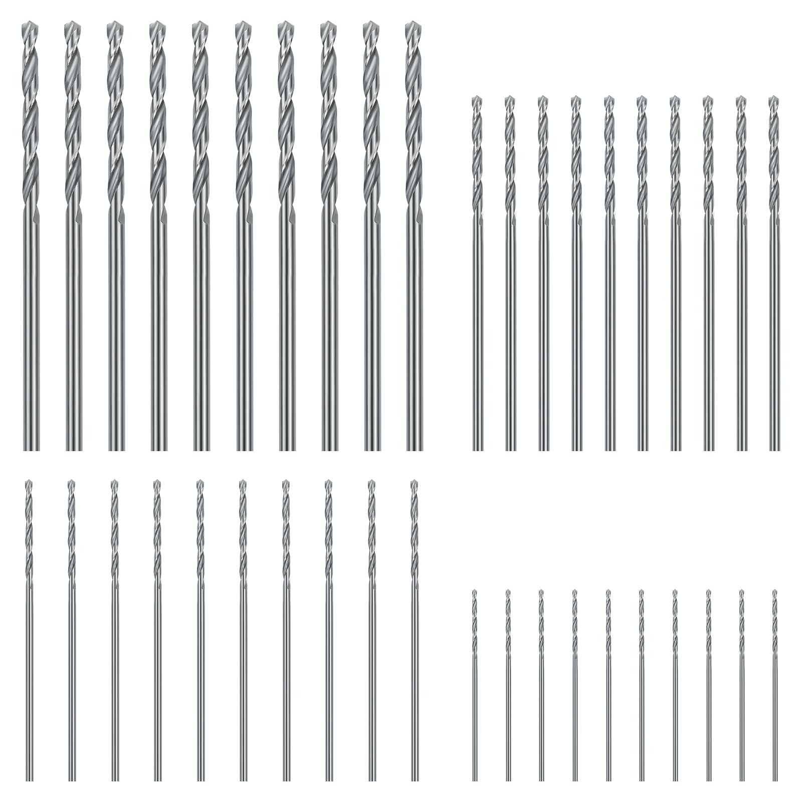 Juego de 40 brocas pequeñas, mini brocas en espiral HSS para madera 0.5/1/1.5/2 mm, mini broca para madera, broca HSS pequeña para madera, plástico, aluminio