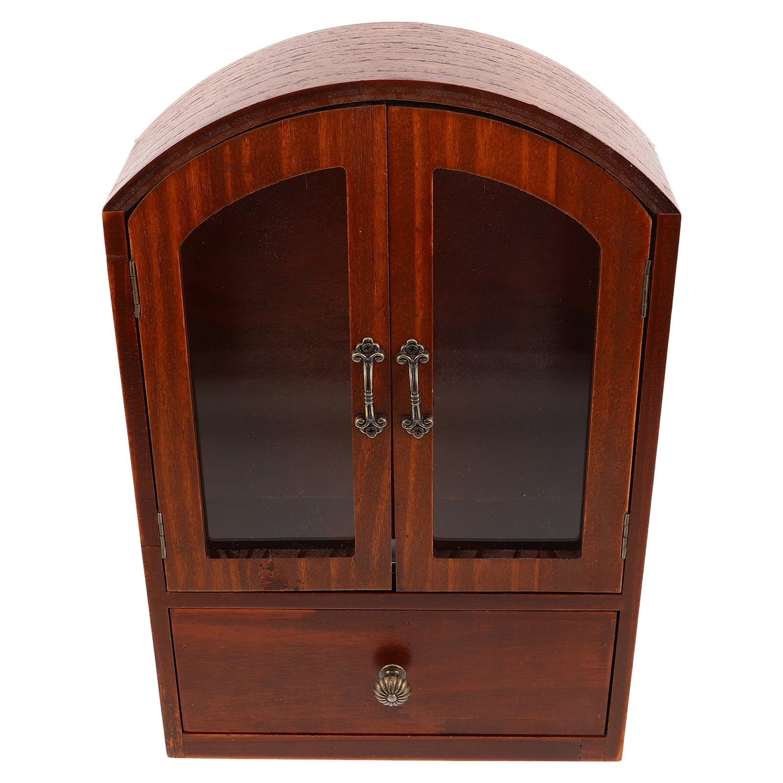 Organisateur polyvalent élégant en bois avec tiroir et vitrine