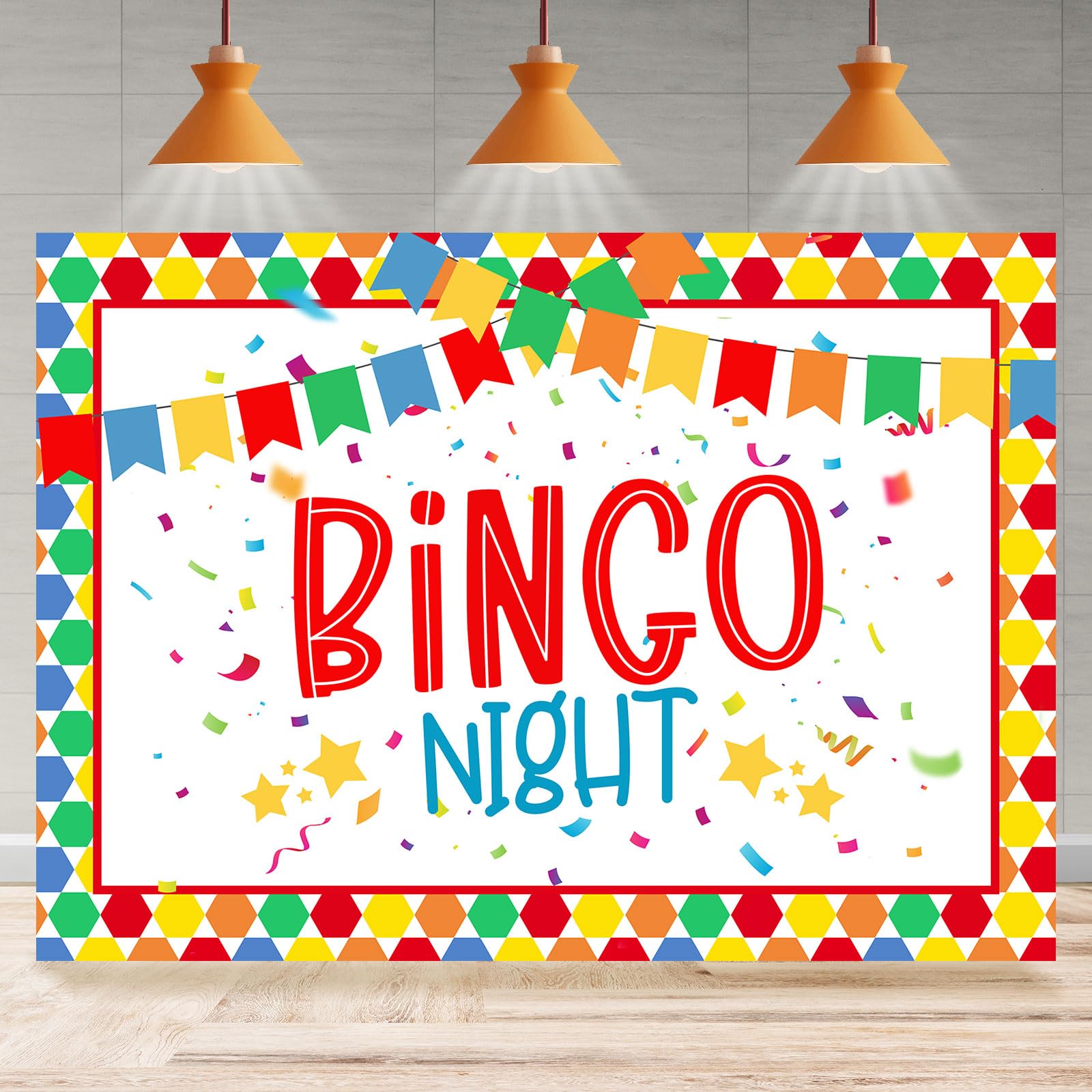 Rsuuinu Bingo Night Backdrop Game Time Gamer Colorful Adults Gaming Photography Background Bingo Night Party Decoration Supplies Cake Table Banner