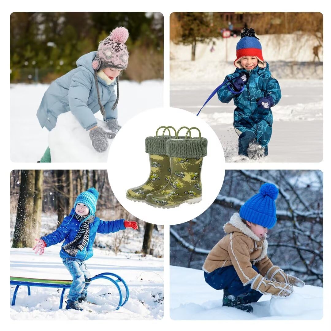 FUNCOO PLUS Stivali da pioggia per bambini, impermeabili, con fodera calda rimovibile