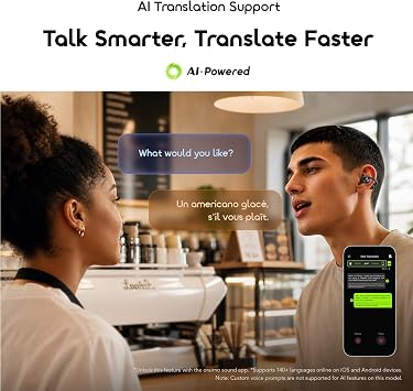 Oraimo AI Translation Earbuds Smart Adaptive Volume 360 Spatial Audio ENC | 35H Playtime Bluetooth 6.0 AI ENC for Clear Calls Dual Device Connection for Google Fast Pair App Support Open-Ear Comfort