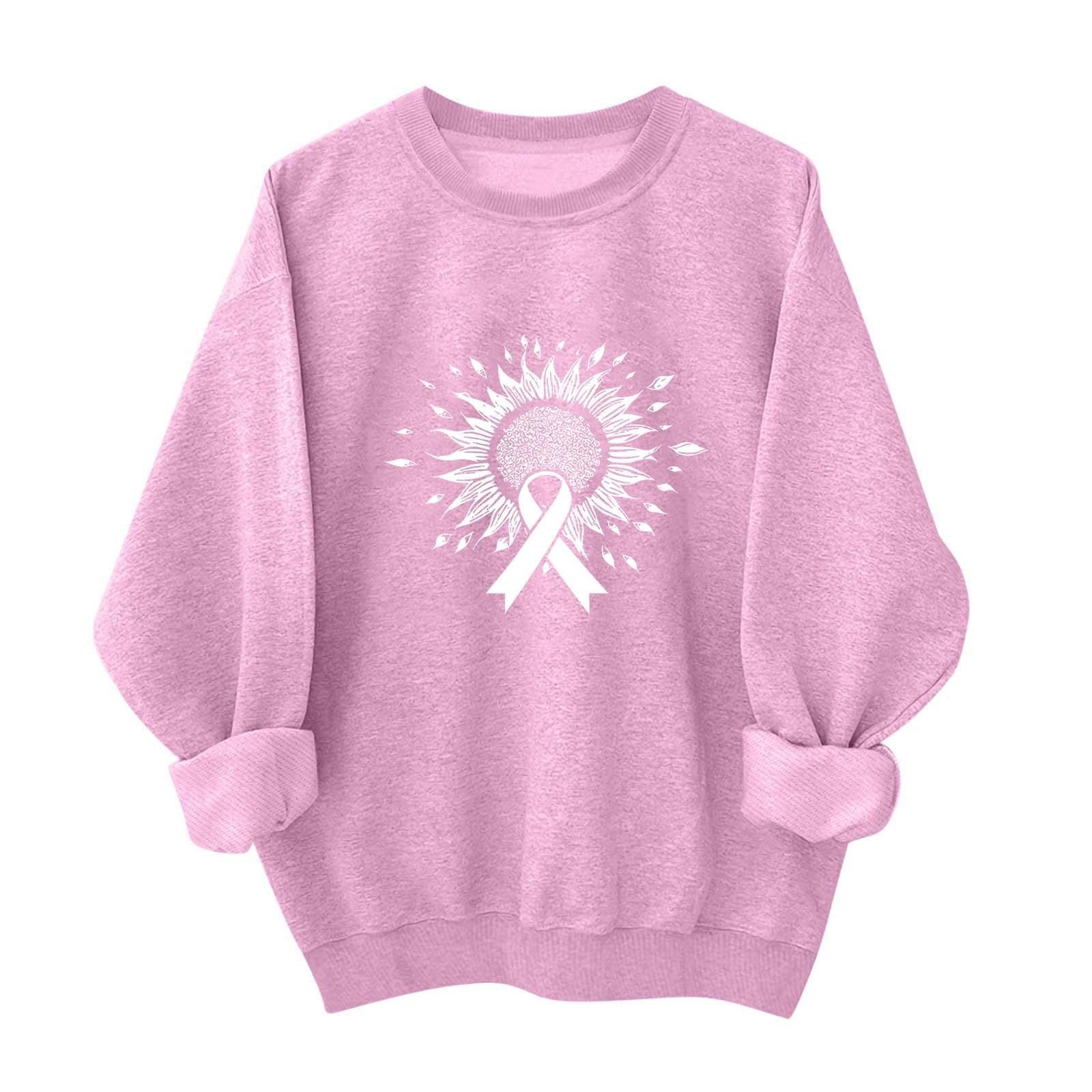 Sweatshirt Ruban Rose pull graphique décontracté col rond femme - 5