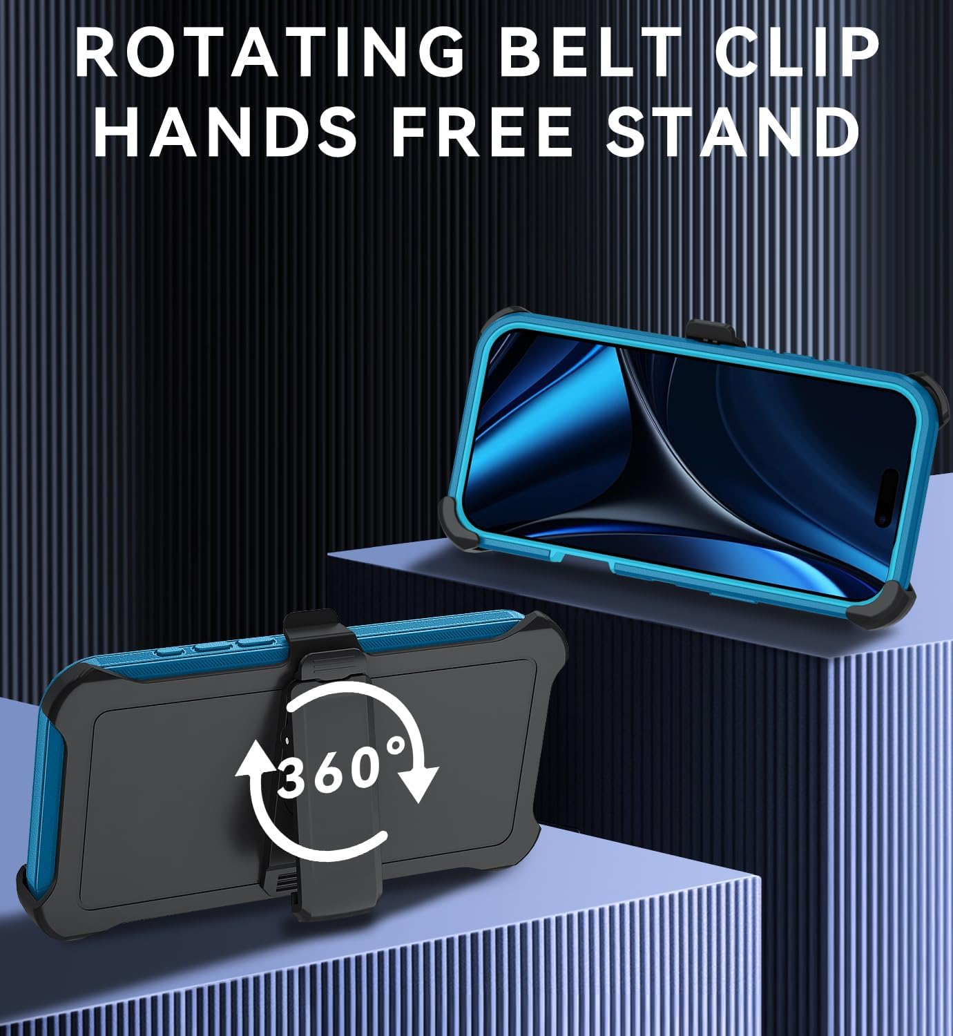 Magnetic for iPhone 17 Pro Max Case,with Belt Clip,[Compatible with Magsafe] W/Tempered Glass Screen Protector,Anti-Drop,Shockproof,Heavy Duty Protection (Lake Blue)