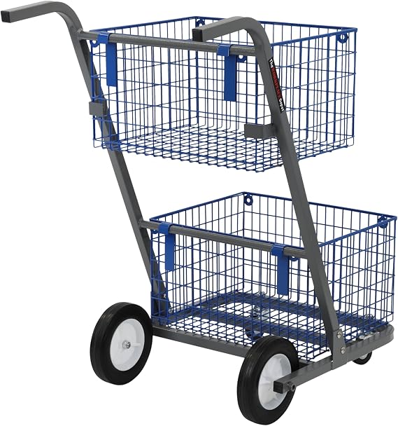 The Workplace Depot Mailroom Trolley, Robust Steel Frame, Grey Powder