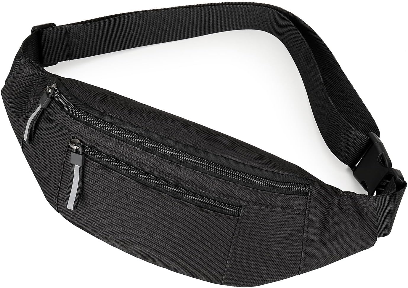 Entchin Belt Bag for Women Men, Lightweight Crossbody Fanny Pack with 2 Zipper Pockets, Adjustable Sling Bag for Travel, Walking, Running & Everyday Use (Black)