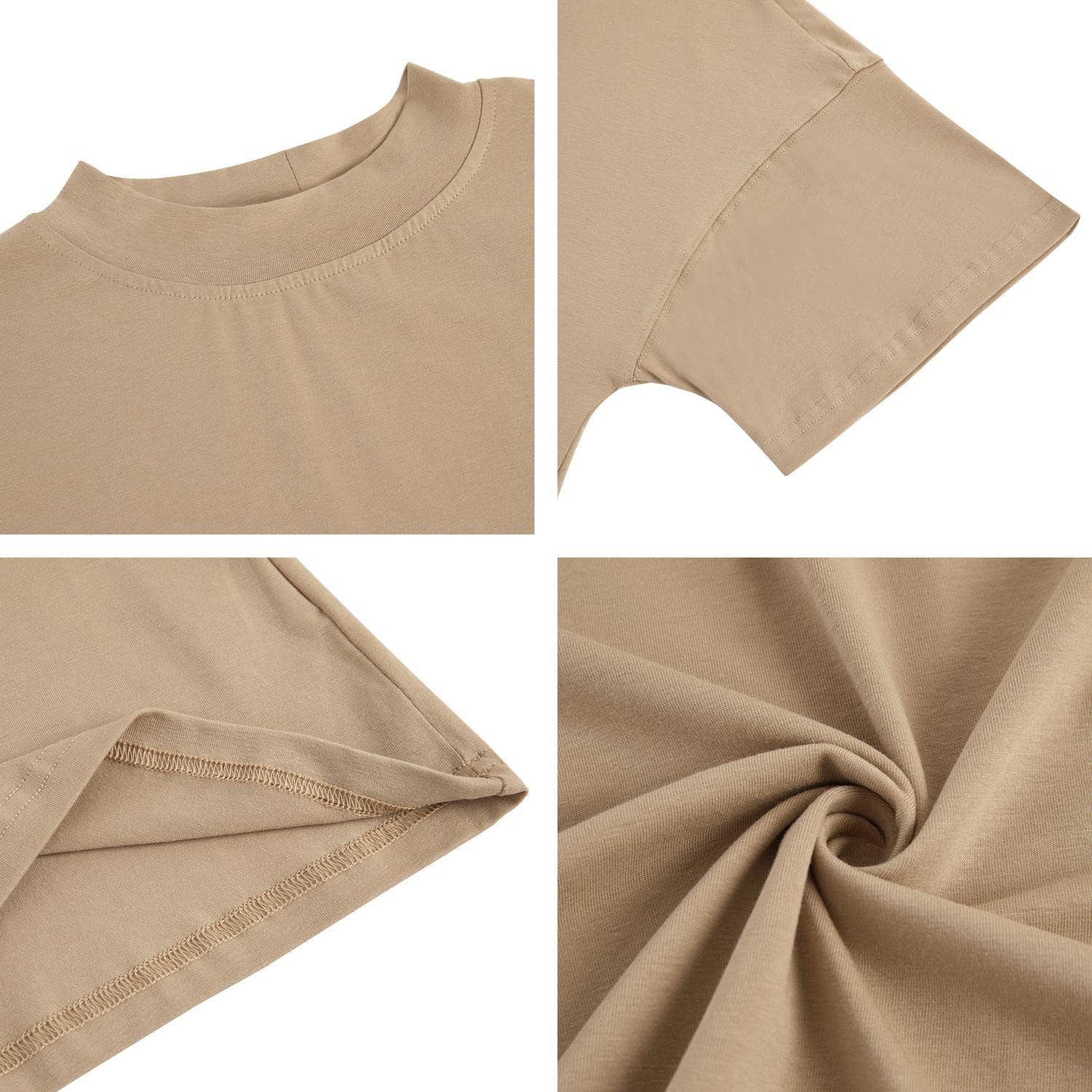 Womens Casual Short Sleeve Mock Neck T Shirts Summer Loose Fit Basic Plain Tee Tops - Image 4