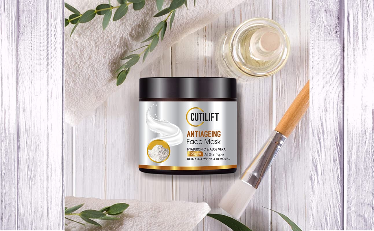 Cutilift AntiAgeing Face Mask with Hyaluronic Acid Hydrating Clay Mask for Wrinkles, Fine Lines & Skin Firming – Deep Cleansing & Moisturizing 120gm 4