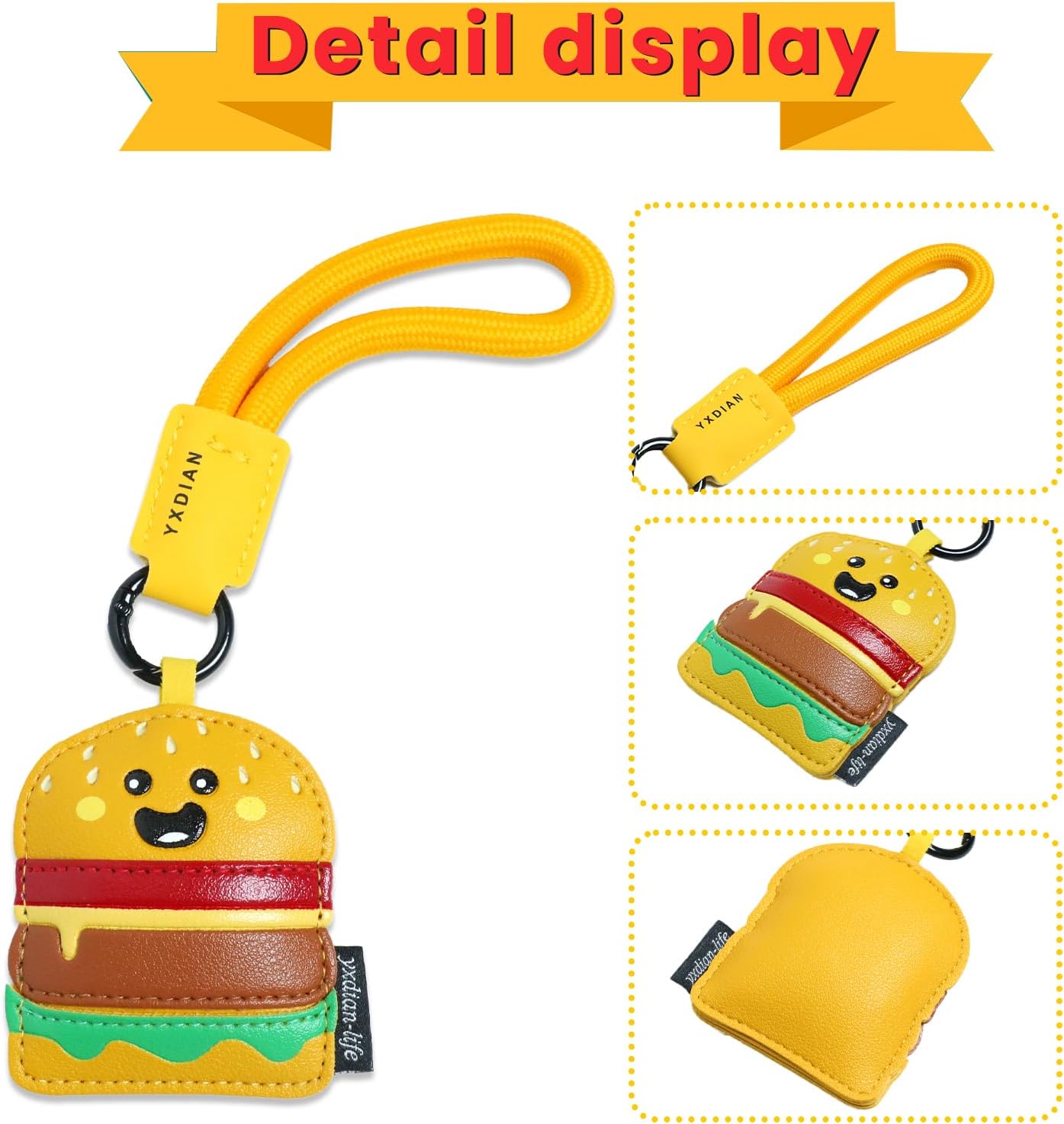 Cute Keychain, Fun Bag Charms for Handbags Purse Accessories, PU Leather Bag Charm, Women's Novelty Keychains