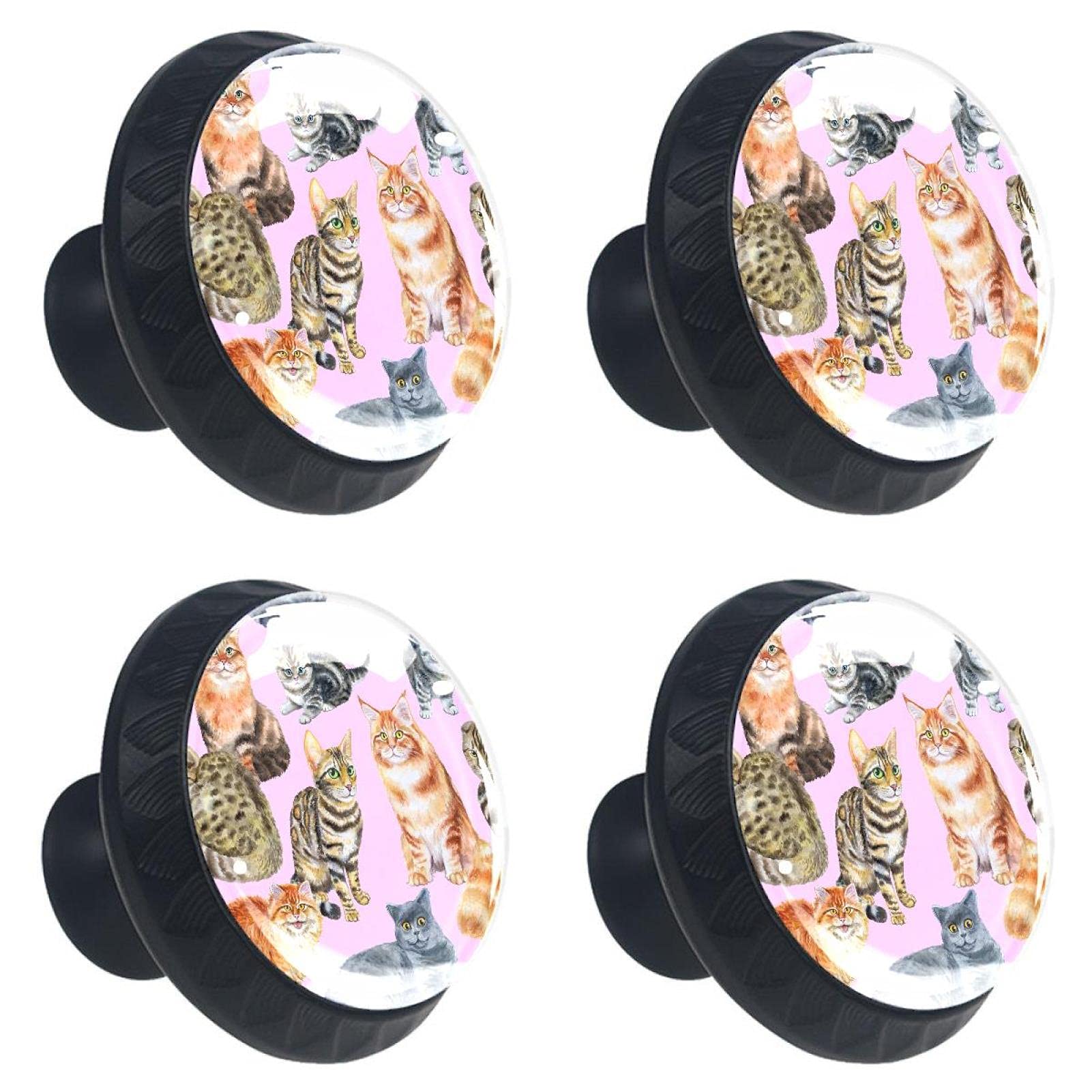 Boutons de tiroir chat rose verre multicolore poignée de meuble cuisine maison et tiroir bureau