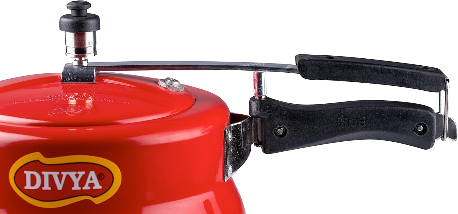 DIVYA 3 Litres Red HTR Aluminium Handi Pressure Cooker