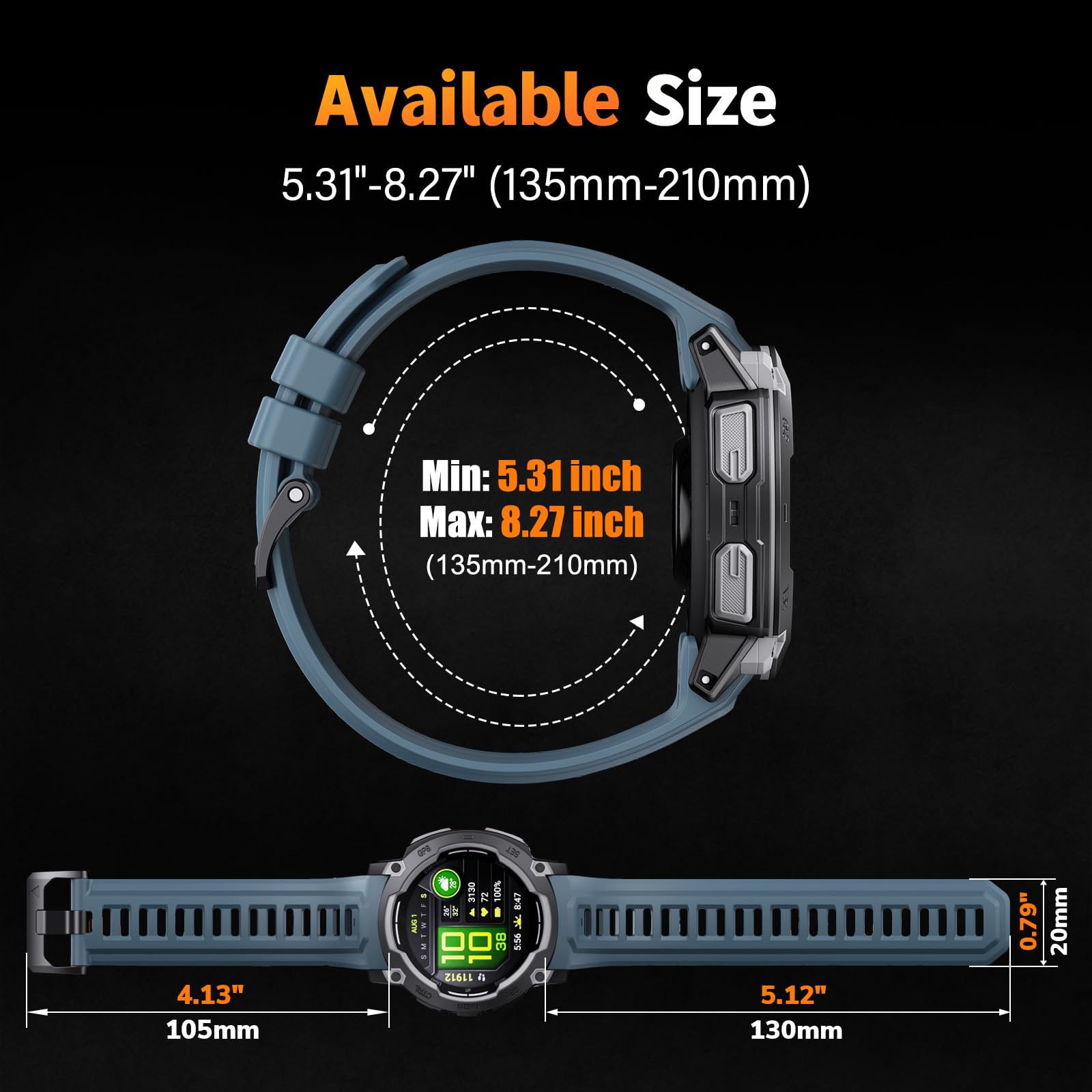 Kompatybilny z Garmin Instinct E45 mm/Instinct E40mm/Instinct 3-45 mm/Instinct 3-50 mm, silikonowy pasek do zegarka 20 mm/22 mm/26 mm