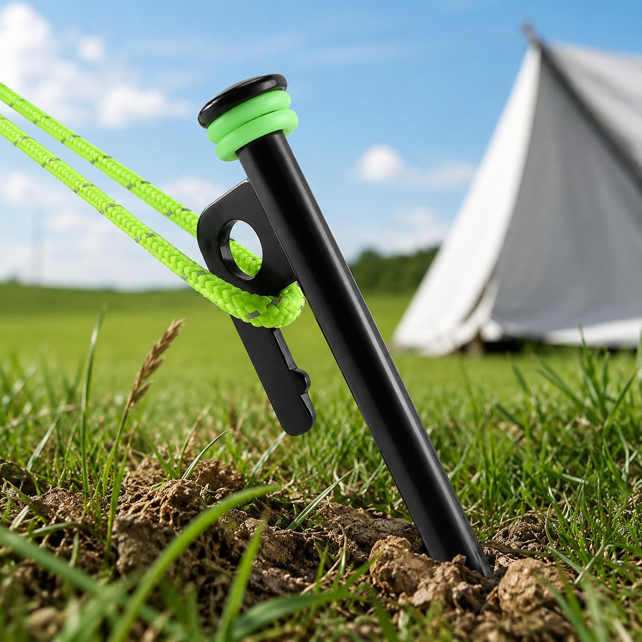 Robustes 21-teiliges Zeltzubehör-Set mit 20 cm Erdnägeln aus hochfestem Metall, windfest für Camping & Outdoor, reflektierende Abspannseile