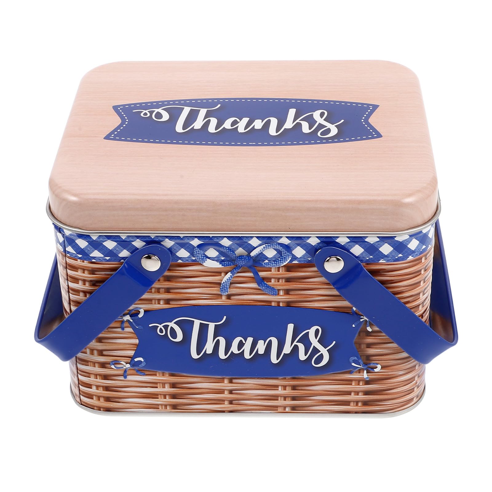 Lata para Galletas Metálica Rectangular Organizador Reutilizable de Ratán