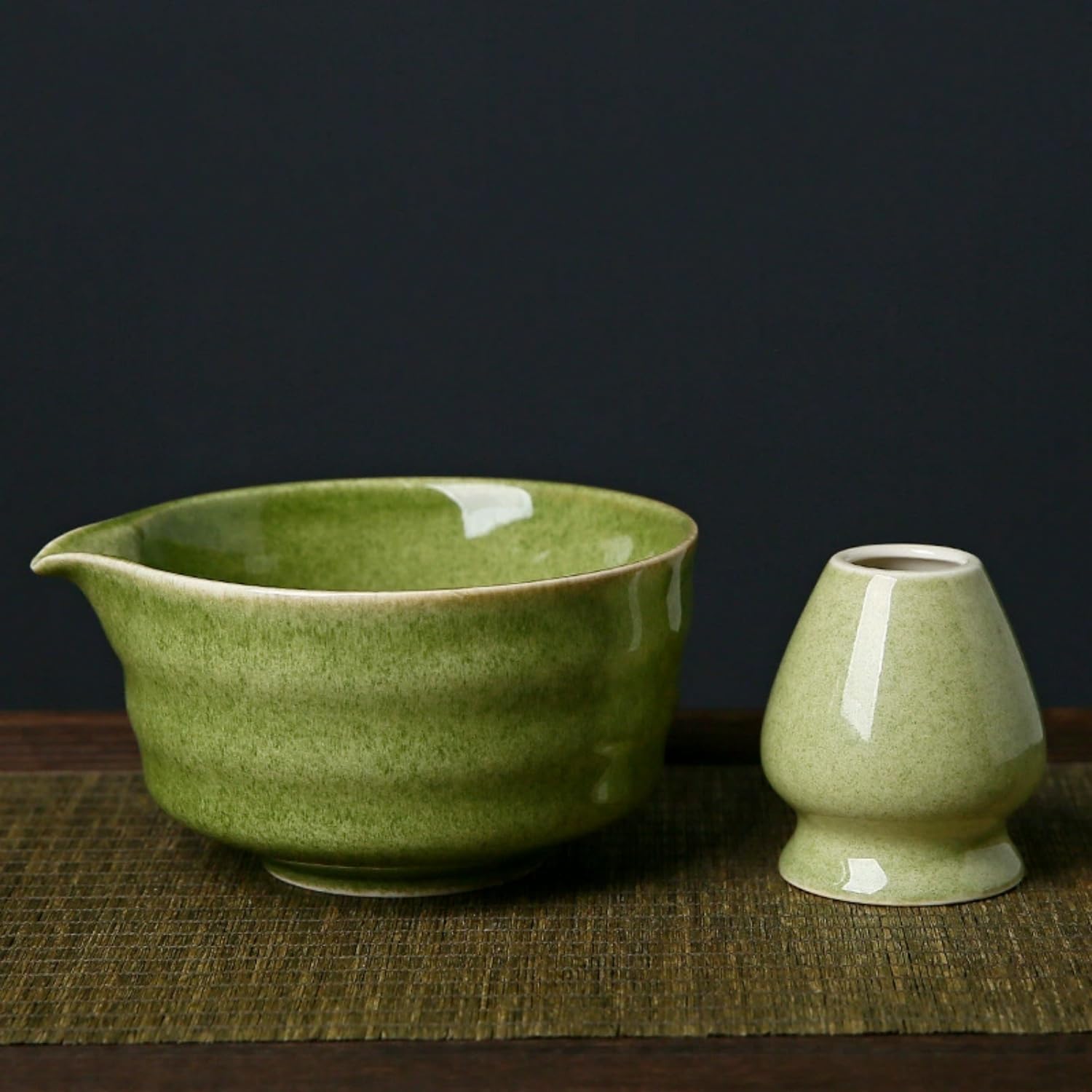 Matcha miska z wylewką, falisty ceramiczny pojemnik na herbatę, ręcznie robiona japońska zielona filiżanka do herbaty trzepaczka ceramiczna miska do mieszania matchawan sałatkowa owsianka sok